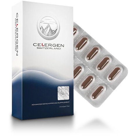 Celergen capsules. Celergen is the first food supplement that stimulates cell renewal to delay our aging process.